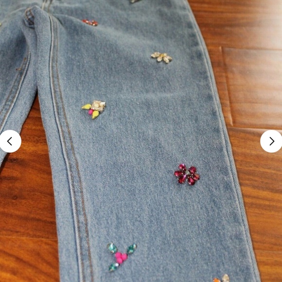 NWT $49 GB GIRLS Blue Jeans Embellished Crystal Beaded Jeans Size 10 - Picture 5 of 10